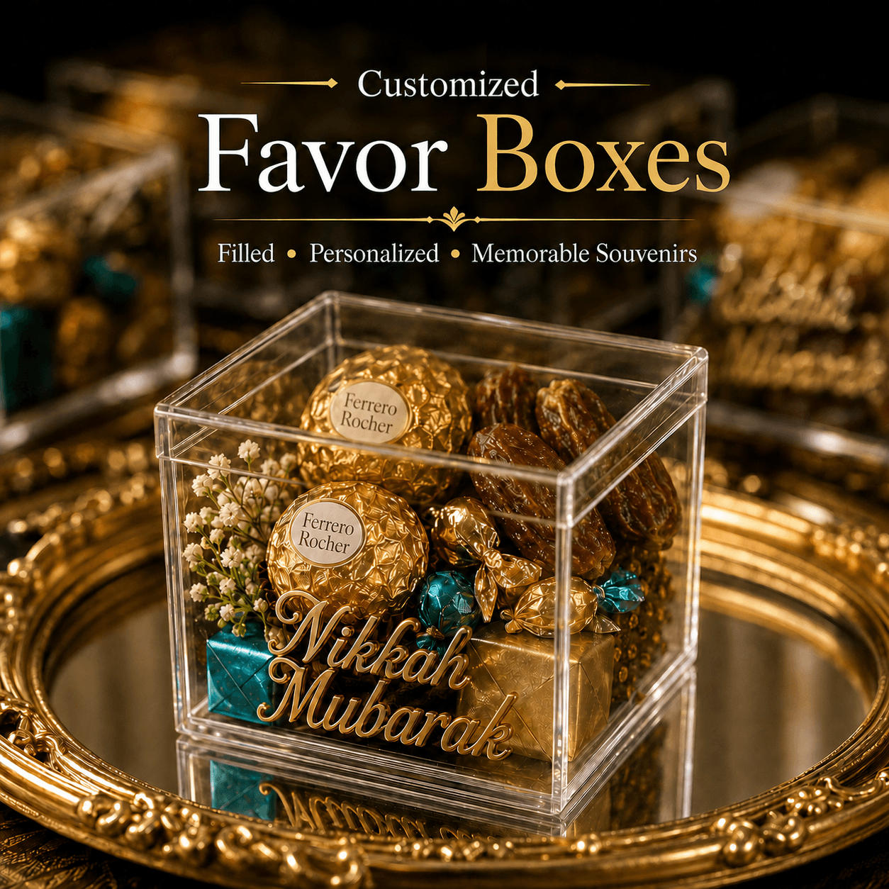 Customized Acrylic Favor Box (2.5" Cube) – Personalized Keepsake for Weddings & Corporate Gifting